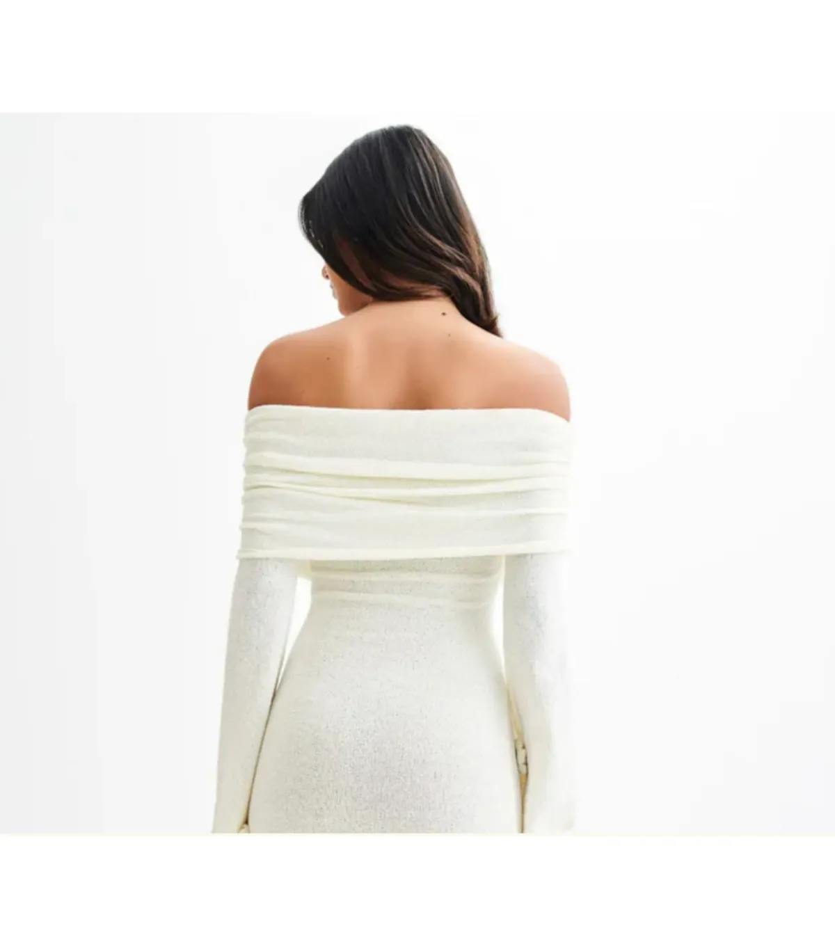 Meshki Kiki Off Shoulder Knit Rose Maxi Dress Ivory Size XS / AU 6 - Image 3