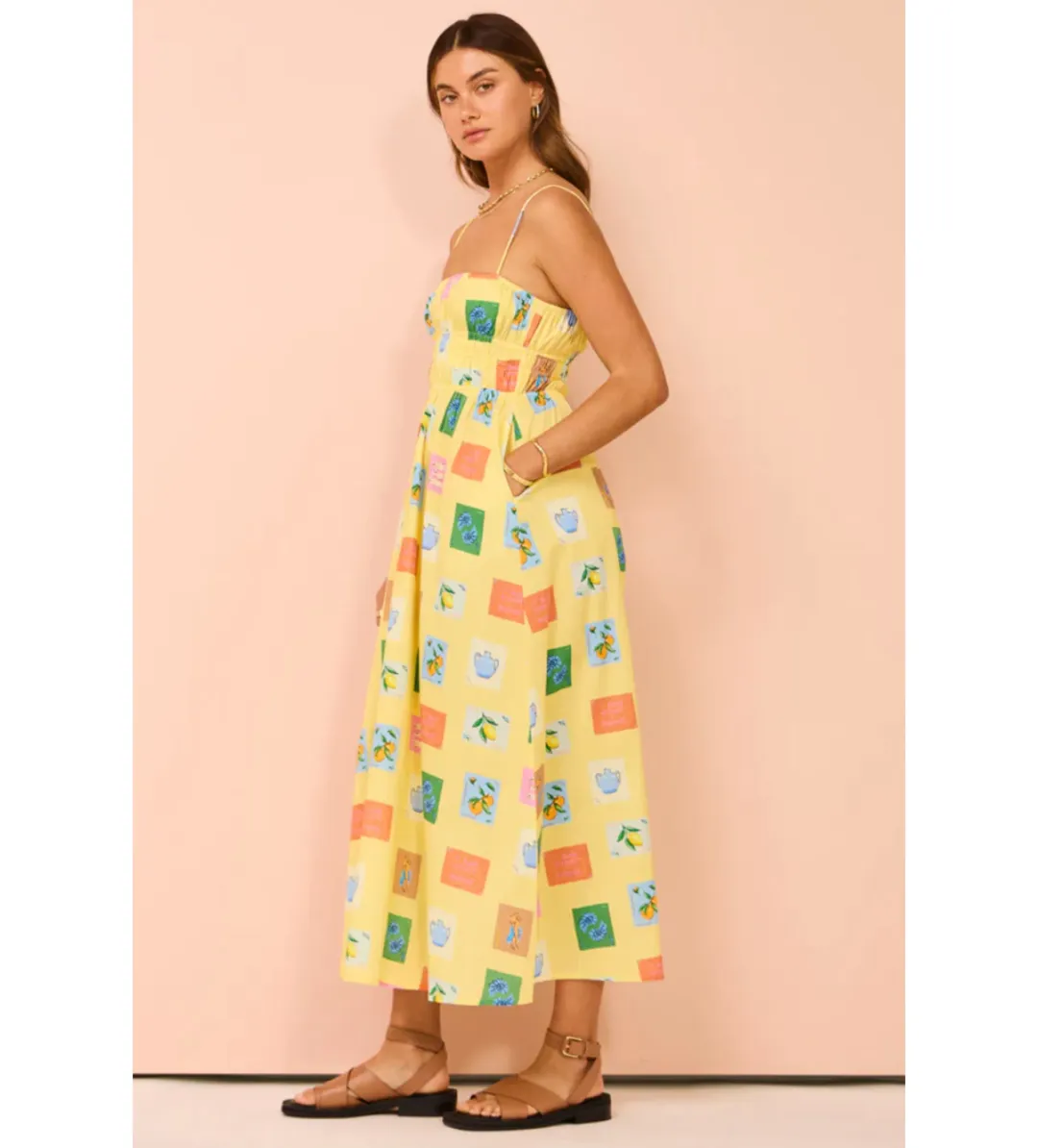 Palm Noosa West Dress in Yellow Emblem Size AU 10 for rent on The Volte - main image