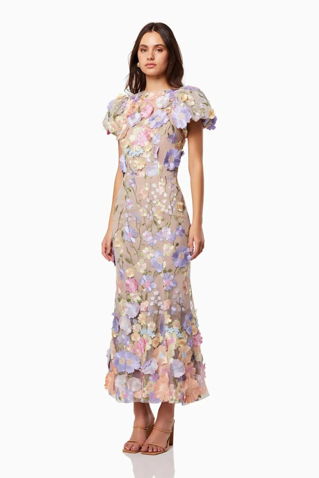 Elliatt Astraea 3D Lace Maxi Dress Pastel Size AU 12 for rent on The Volte - main image