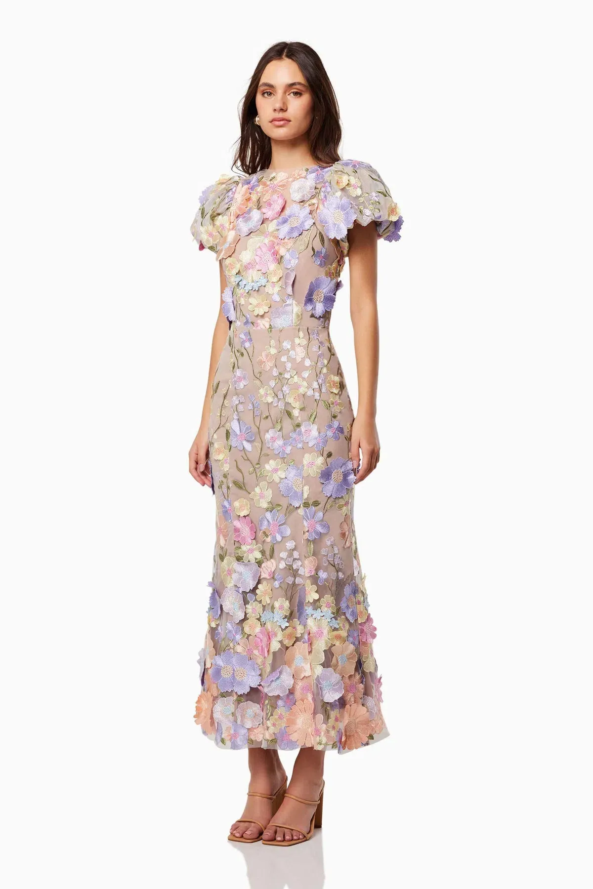 Elliatt Astraea 3D Lace Maxi Dress Pastel Size AU 12 - Image 3