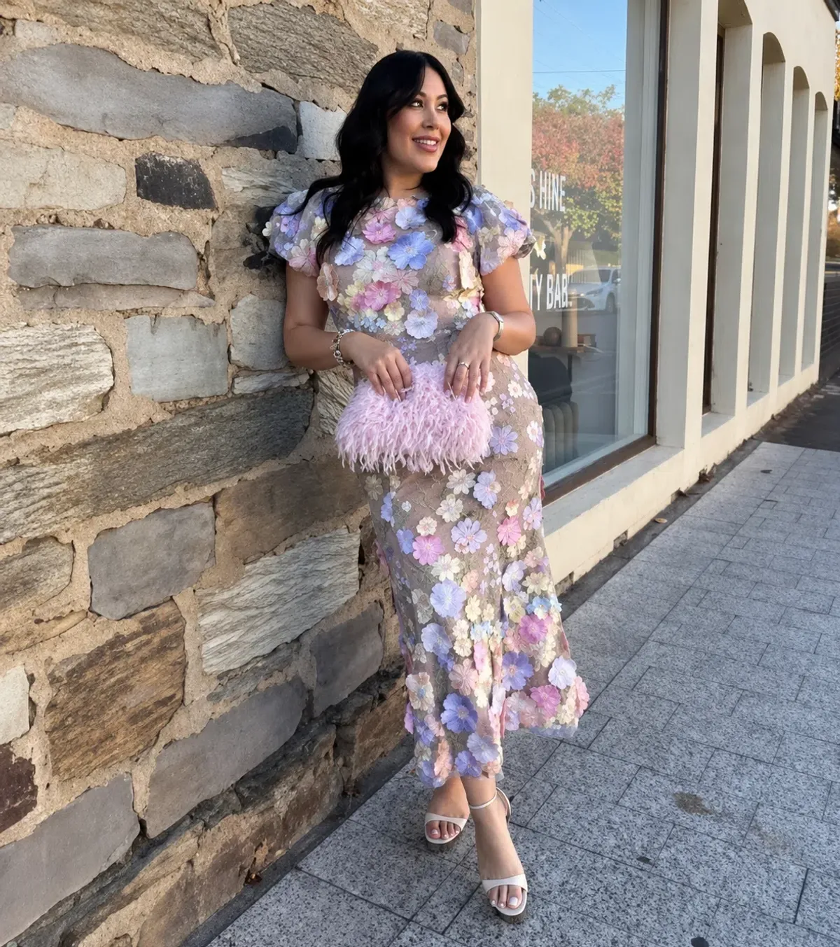 Elliatt Astraea 3D Lace Maxi Dress Pastel Size AU 12 for rent on The Volte - main image
