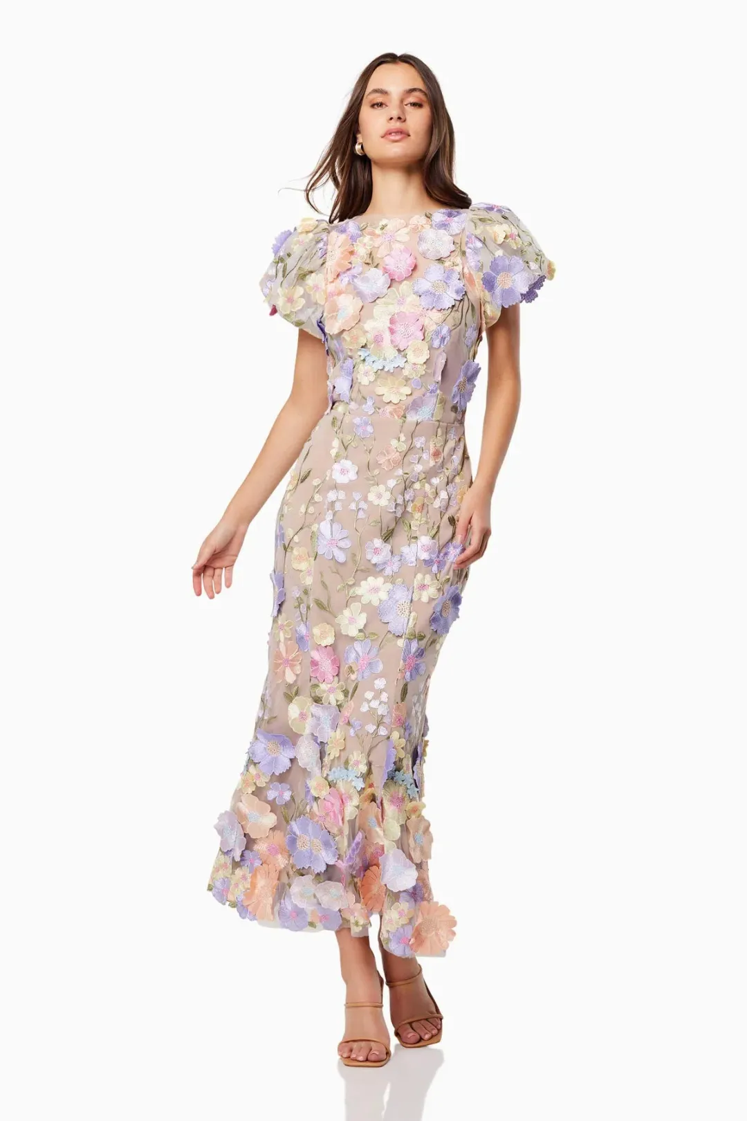 Elliatt Astraea 3D Lace Maxi Dress Pastel Size AU 12 for rent on The Volte - main image