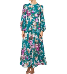 Zimmermann Allia High Neck Maxi Dress Emerald Floral Size 0 / AU 8 for rent on The Volte - image 1
