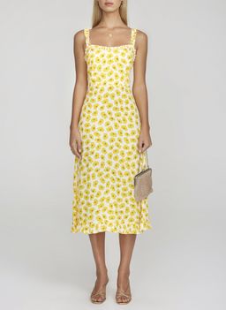 Faithfull the Brand Noemie Midi Dress Constance Floral Print Marigold Size 8 for rent on The Volte - image 1