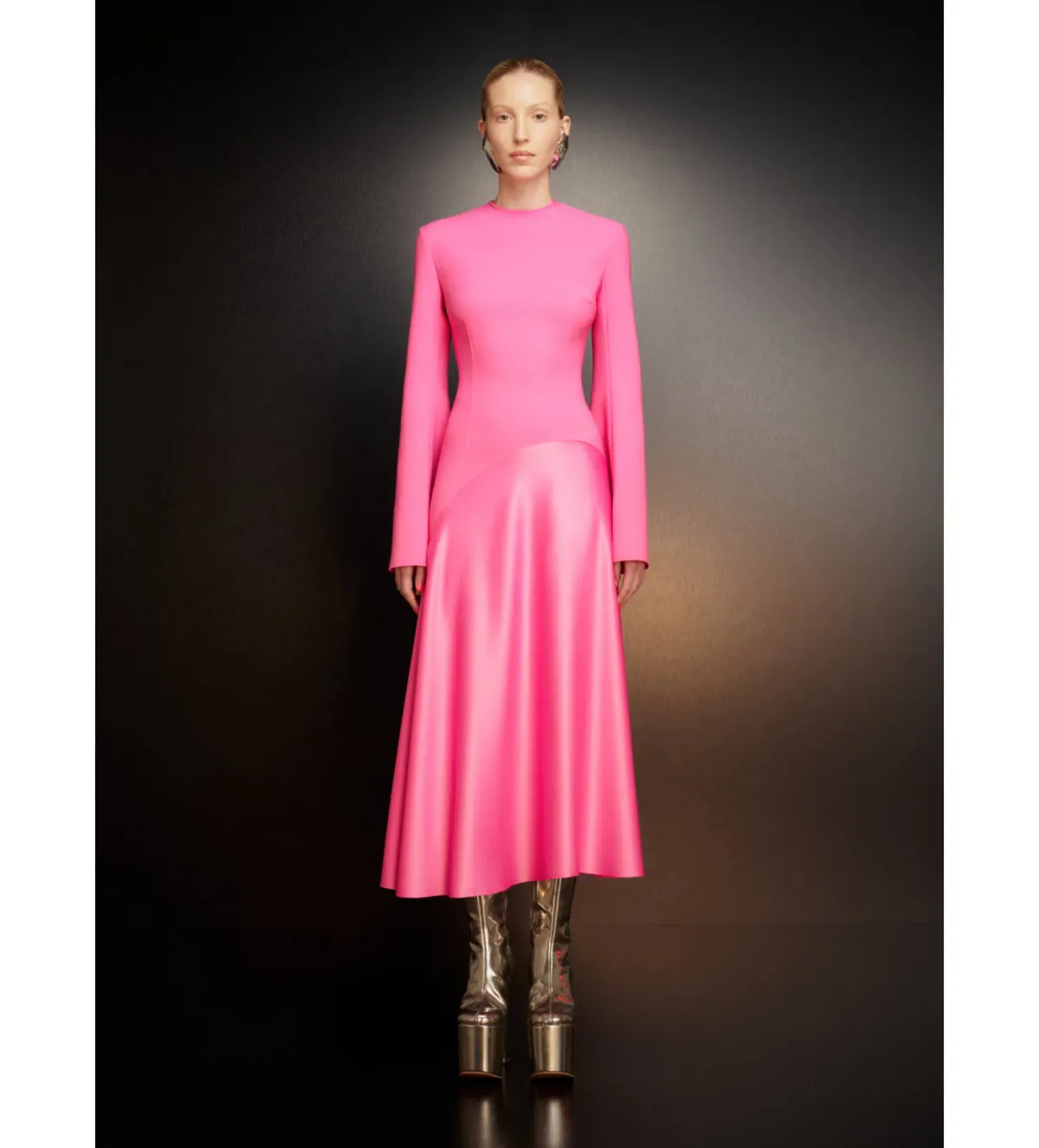 Solace London The Gaia Midi Dress in Pink Size AU 12 for rent on The Volte - main image