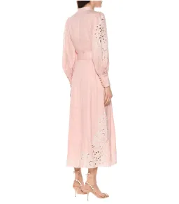 Zimmermann Freja Broderie Anglaise-linen Shirt Dress in Pink Size 0 / AU 8 for rent on The Volte - image 3
