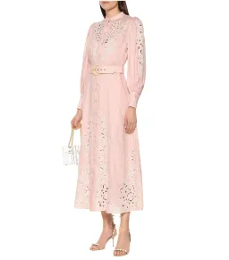 Zimmermann Freja Broderie Anglaise-linen Shirt Dress in Pink Size 0 / AU 8 for rent on The Volte - image 2