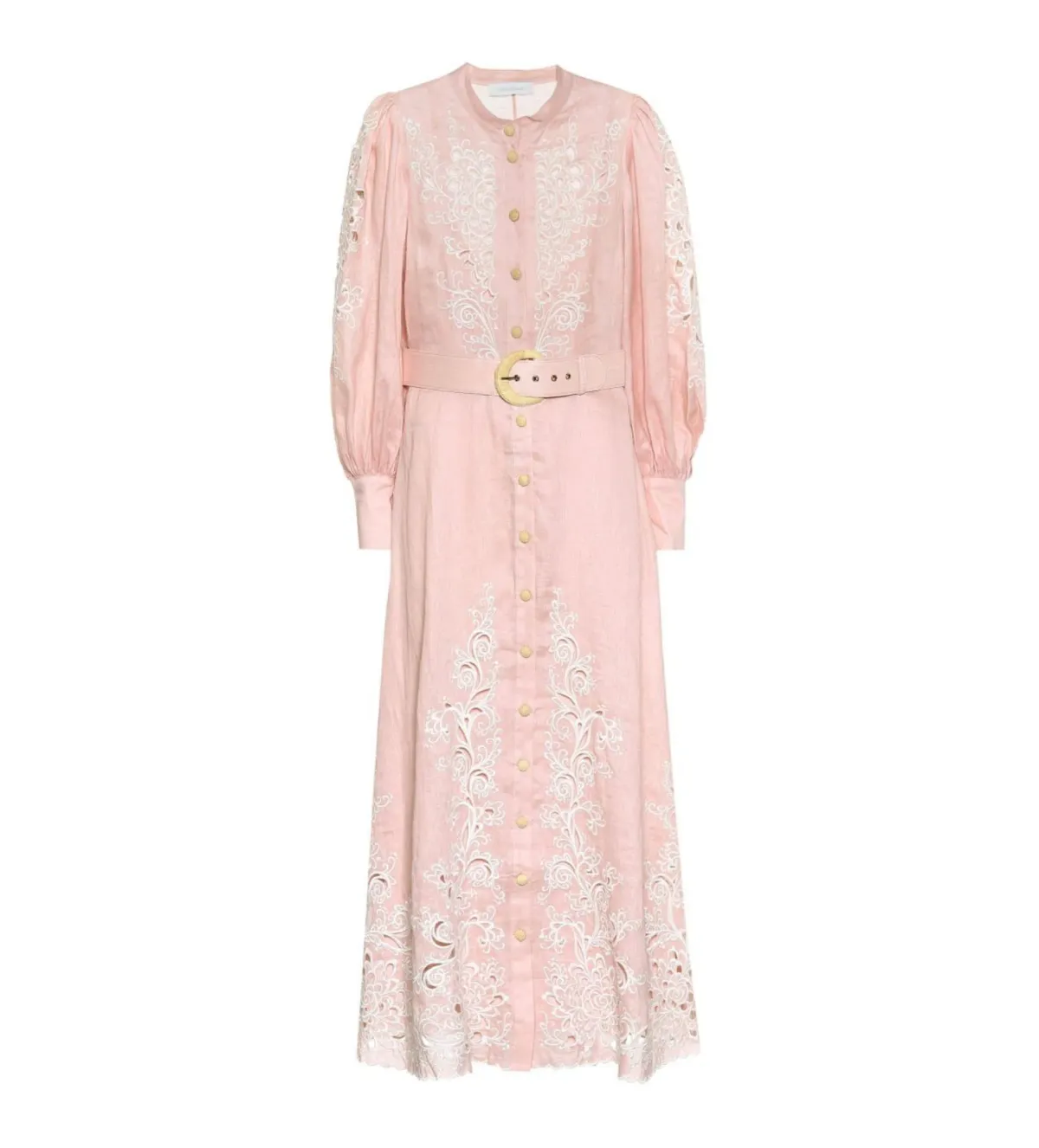 Zimmermann Freja Broderie Anglaise-linen Shirt Dress In Pink Size 2 /AU 12 - Image 2