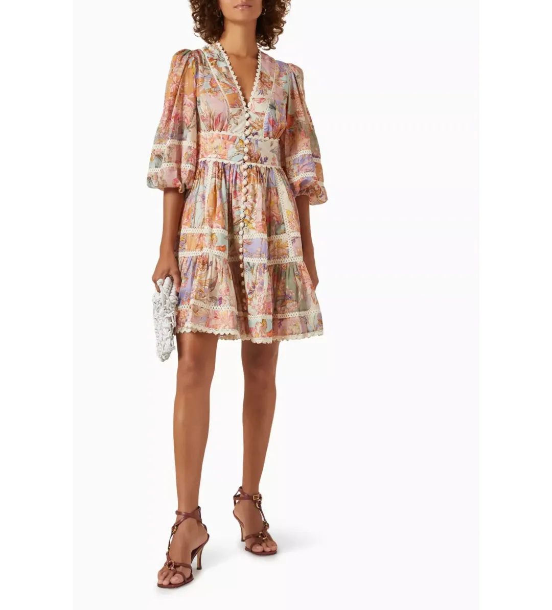 Zimmermann Cira Lantern Mini Dress Printed Cotton Multi Size 4/Au 16 for rent on The Volte - main image