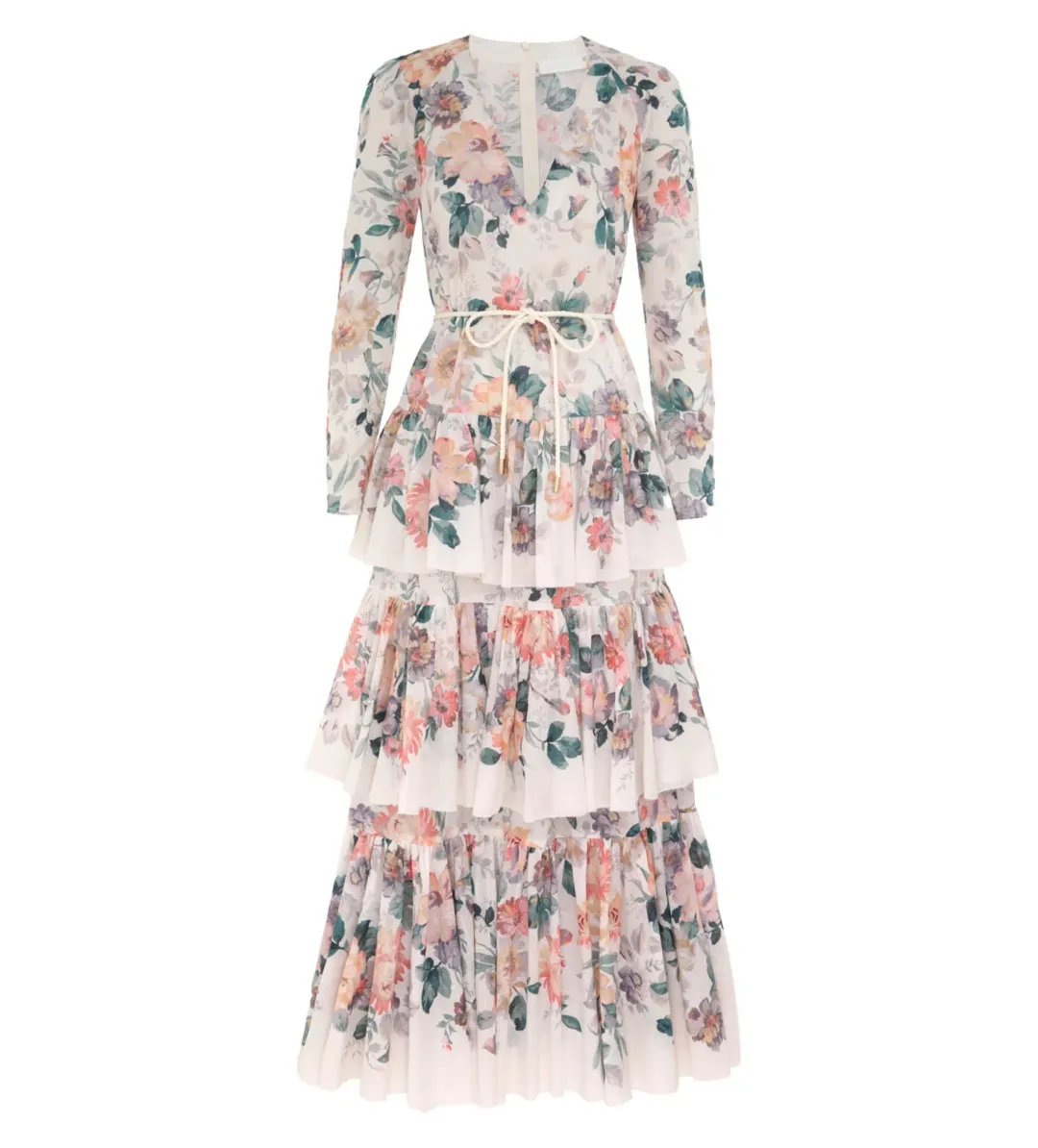 Zimmermann Acacia Tiered Maxi Dress Mult Size 1/Au 10 for rent on The Volte - main image