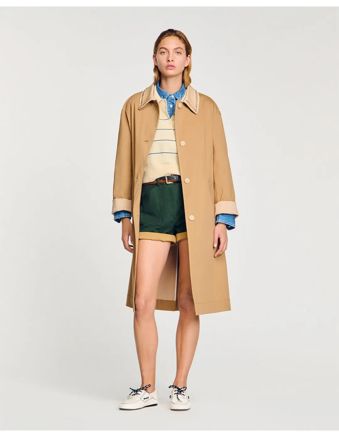 Sandro Paris Diderot Trench Coat Camel Size AU 10 for rent on The Volte - main image