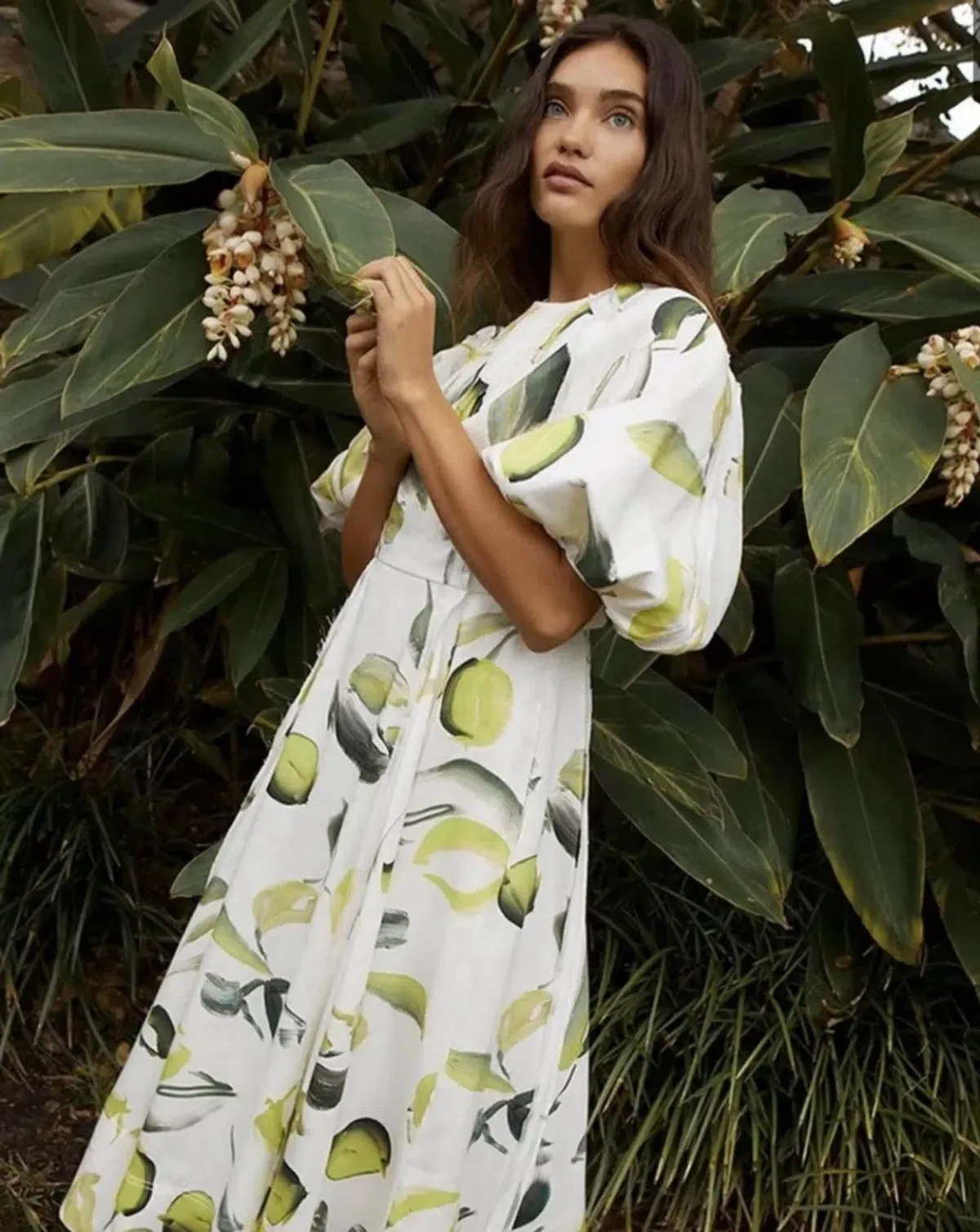Aje Zest Midi Dress Tropical Lime Print Size AU 12 - Image 1