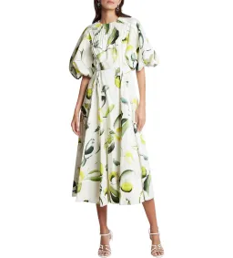 Aje Zest Midi Dress Tropical Lime Print Size AU 12 for rent on The Volte - image 1