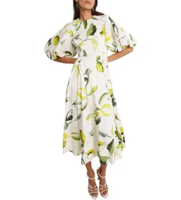 Aje Zest Midi Dress Tropical Lime Print Size AU 12 for rent on The Volte - image 2