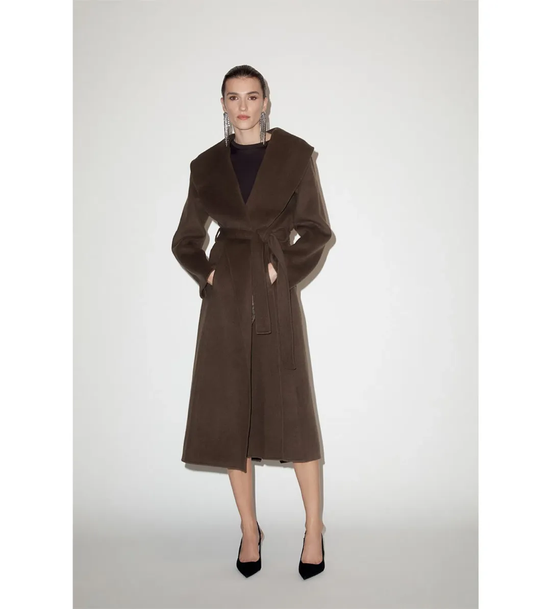 Willow Grace Wool Shawl Collar Coat Olive Size AU 12 for rent on The Volte - main image