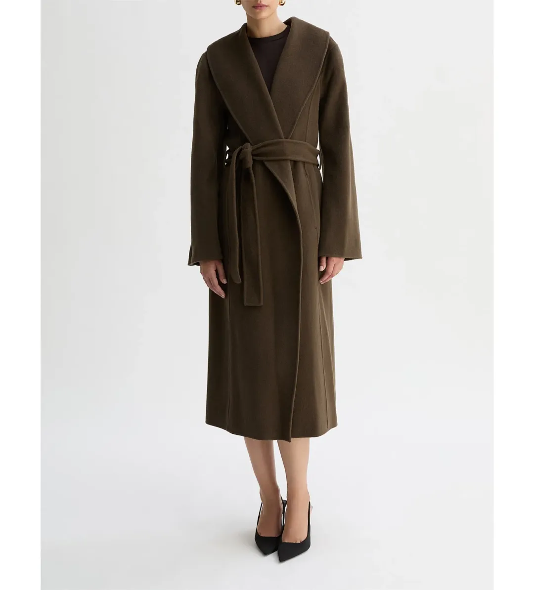 Willow Grace Wool Shawl Collar Coat Olive Size AU 12 for rent on The Volte - main image