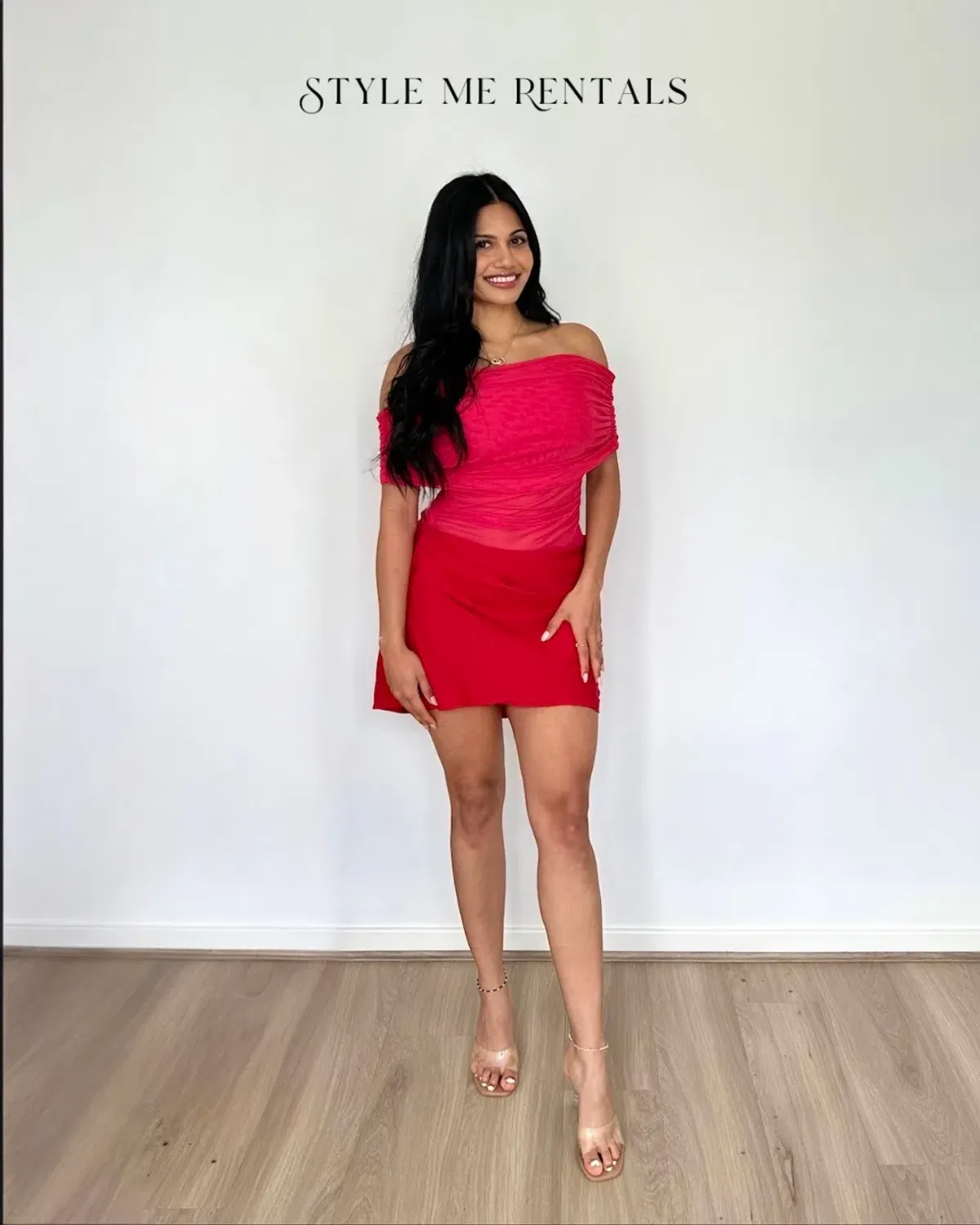 Benni Nico Off Shoulder Mini Dress Watermelon Size 10 - Image 3