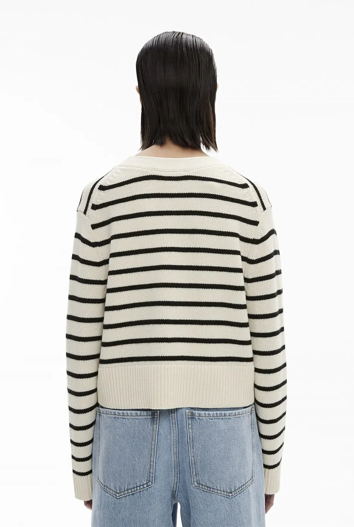 Witchery Boxy Knit Cardigan Black Stripe Size XS / AU 8 - Image 3