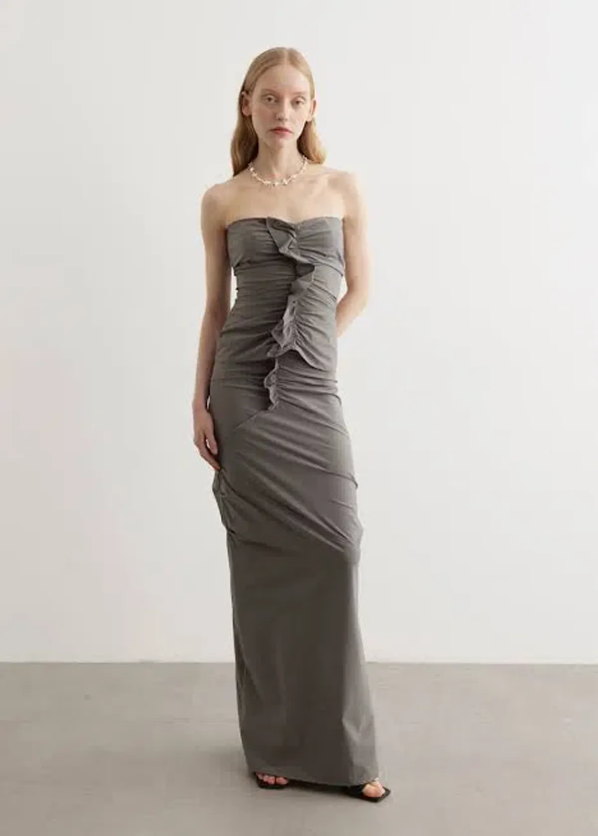 Paris Georgia Minimal Ruffle Top & Skirt Set Grey Size 10 - Image 4