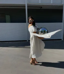 Aje Arista Tulip Sleeve Midi Dress Ivory Size AU 16 for rent on The Volte - image 14