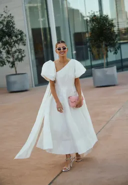 Aje Arista Tulip Sleeve Midi Dress Ivory Size AU 16 for rent on The Volte - image 7