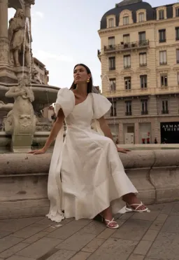 Aje Arista Tulip Sleeve Midi Dress Ivory Size AU 16 for rent on The Volte - image 5