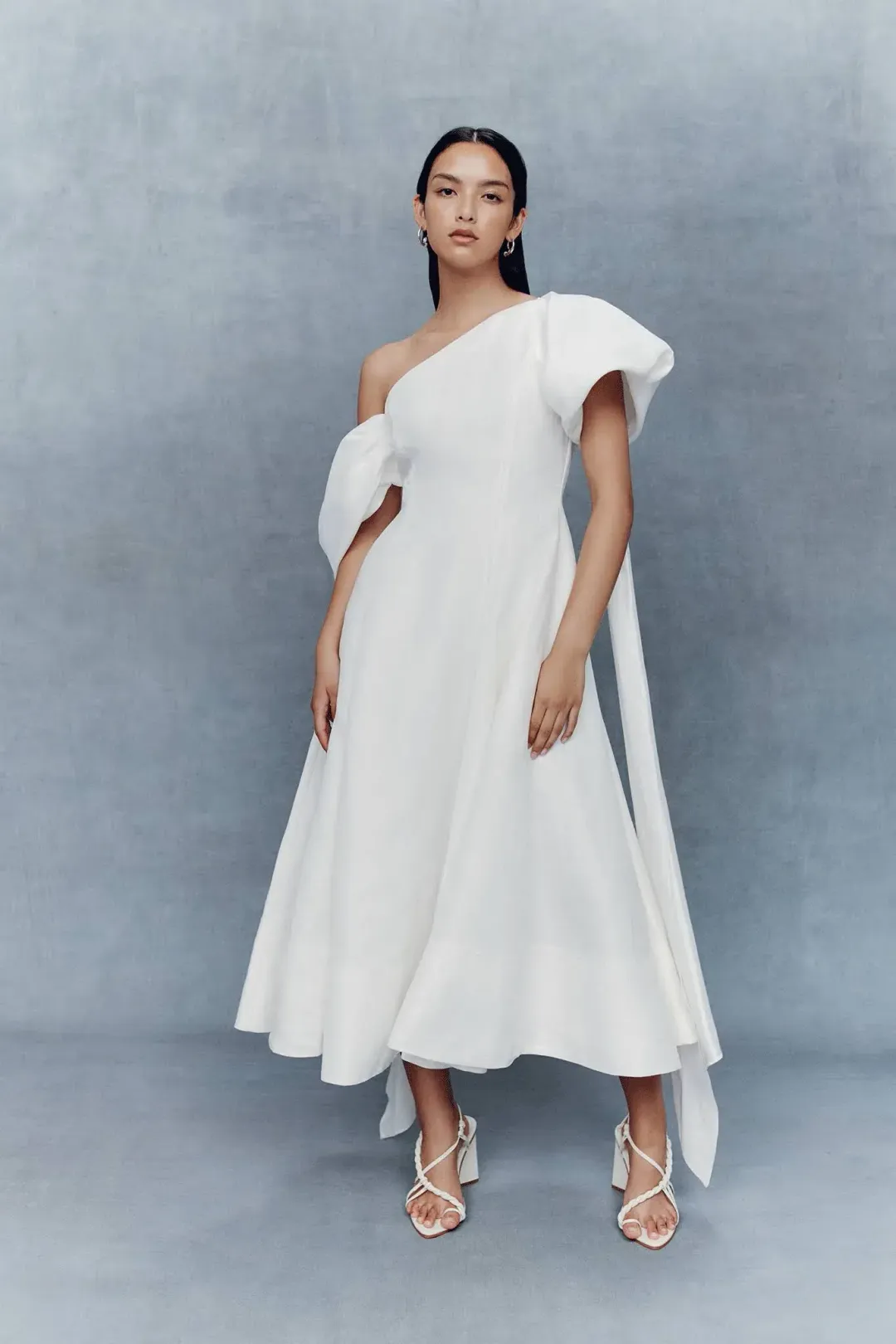 Aje Arista Tulip Sleeve Midi Dress Ivory Size AU 16 for rent on The Volte - main image