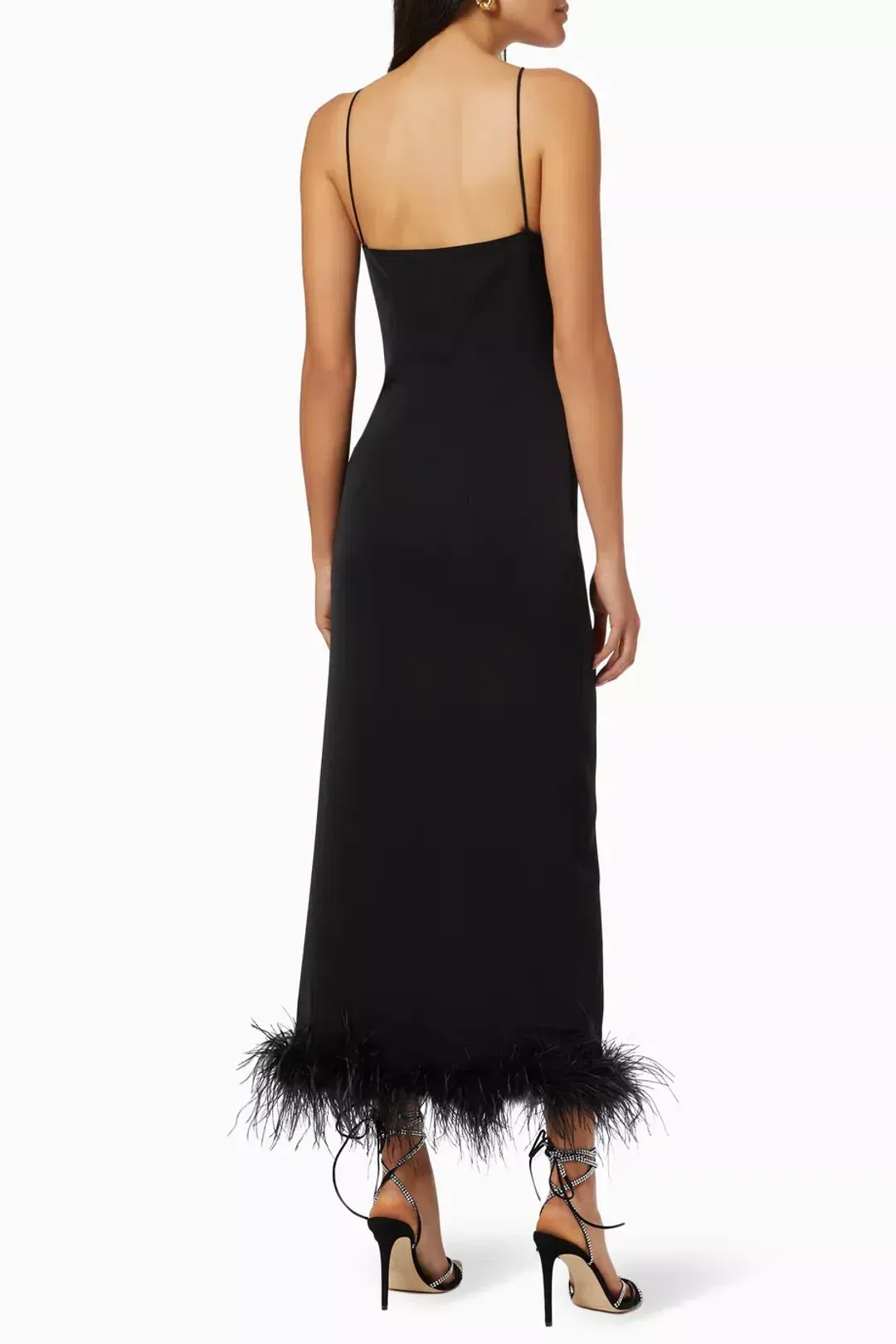 De La Vali Dress With Feathers Midi Dress in Black Size 8 for rent on The Volte - main image