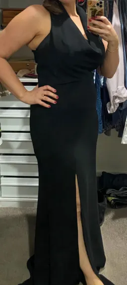 Rodeo Show Cowl Neck Front Split Gown Black Size 12 for rent on The Volte - image 3