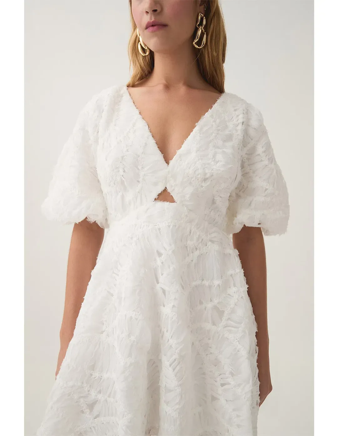 Aje Florential Swing Mini Dress White Size 8 for rent on The Volte - main image