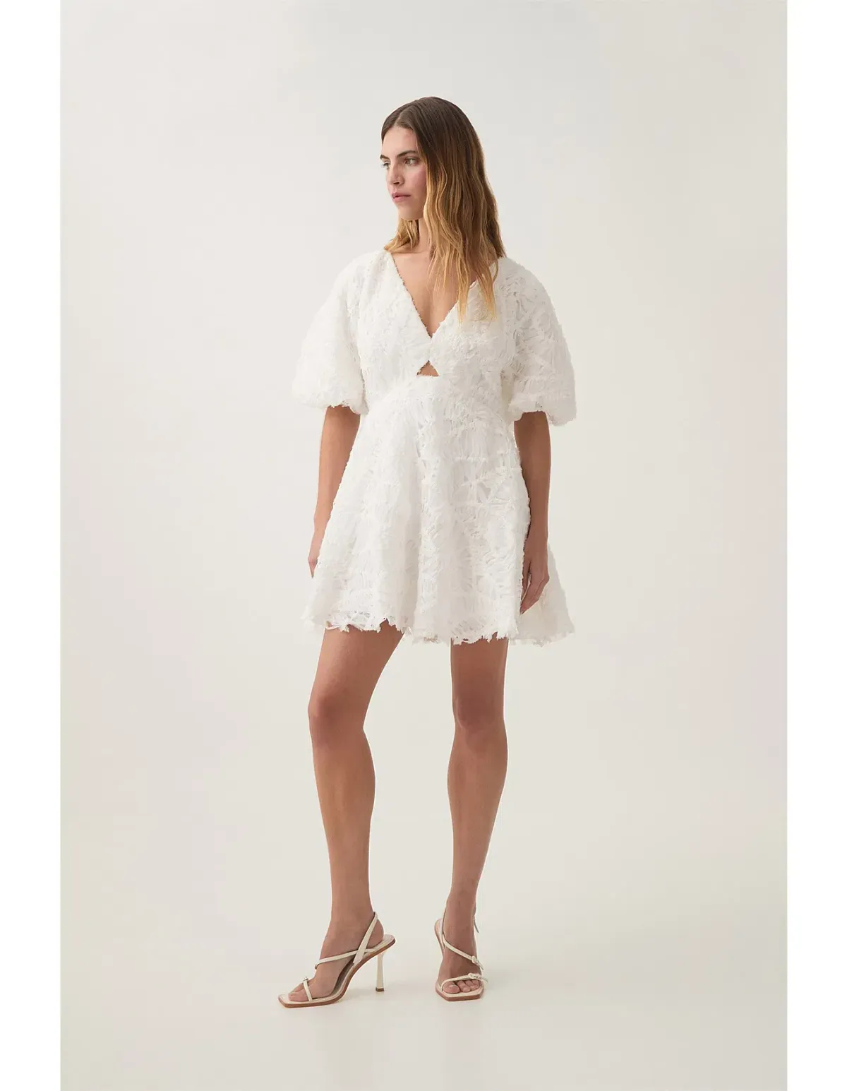 Aje Florential Swing Mini Dress White Size 8 for rent on The Volte - main image