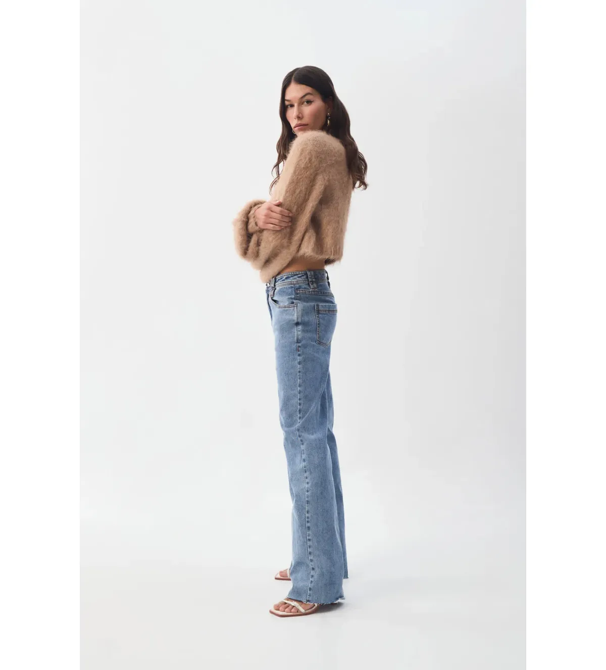 Aje Celine Fluffy Cardigan in Camel S / AU 8 - Image 3