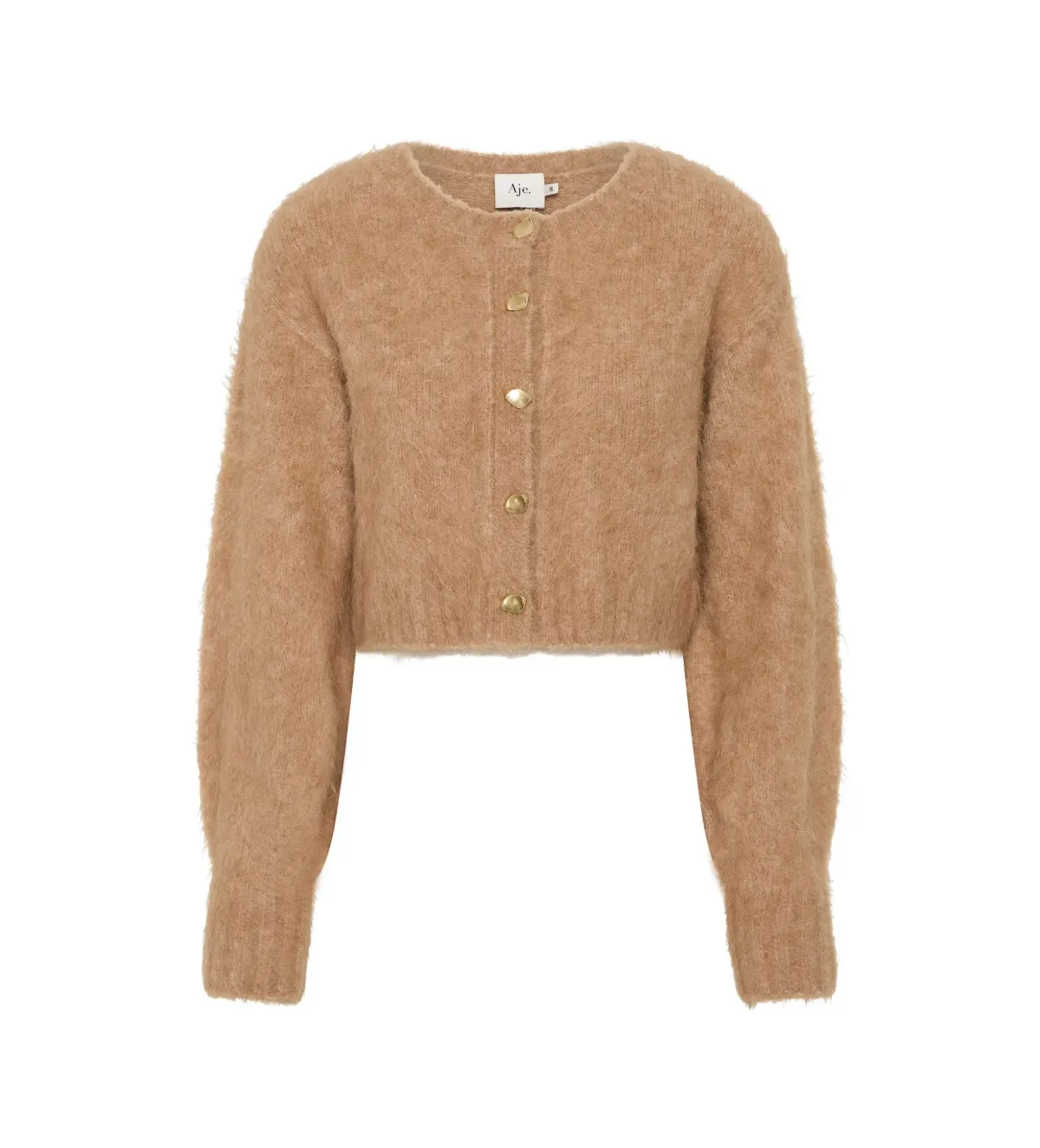 Aje Celine Fluffy Cardigan in Camel S / AU 8 - Image 5