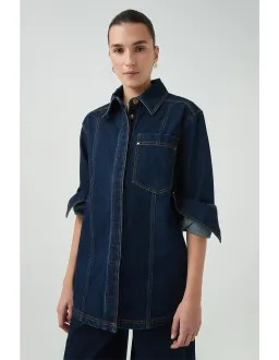 Aje Studio Junee Denim Shirt Size AU 12 for rent on The Volte - image 1