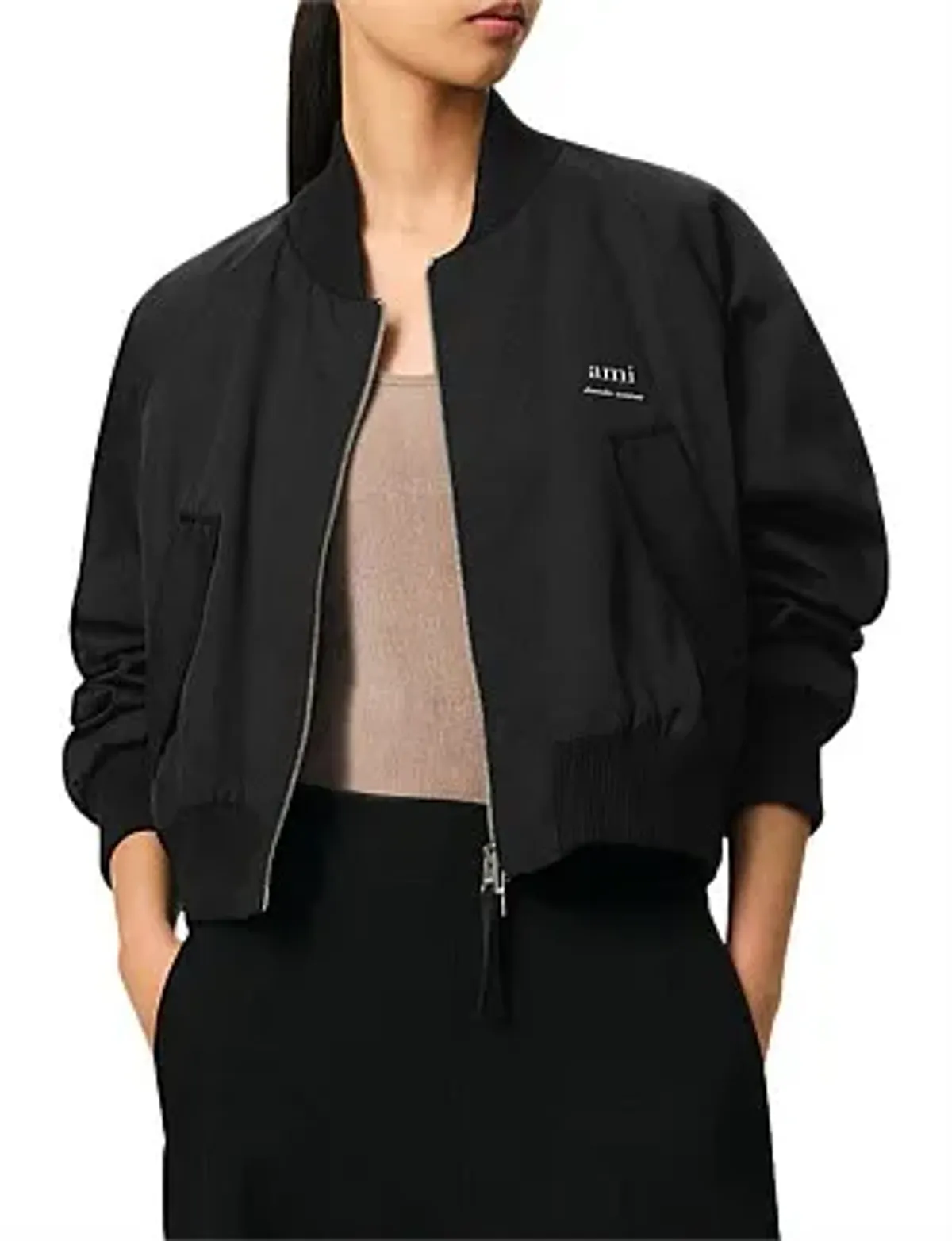AMI Loose Twill Bomber Jacket AMI Logo Black Size M / AU 10 - Image 1
