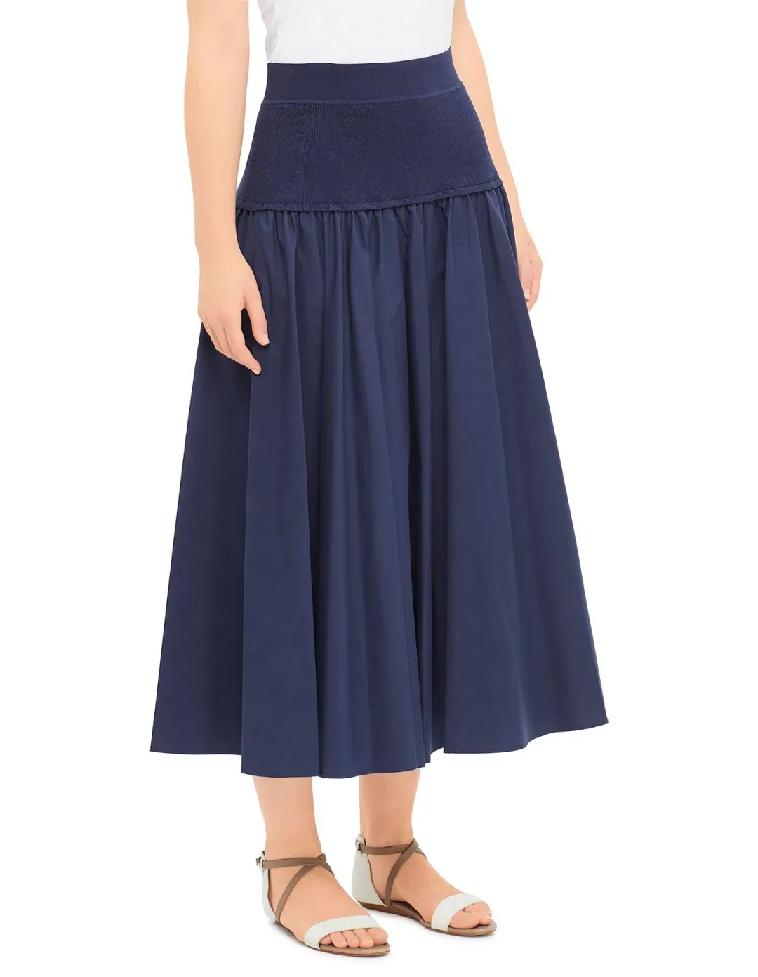 Simkhai Stella Maxi Skirt With Knit Yoke Blue Size 8 for rent on The Volte - main image