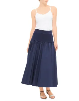 Simkhai Stella Maxi Skirt With Knit Yoke Blue Size 8 for rent on The Volte - image 1