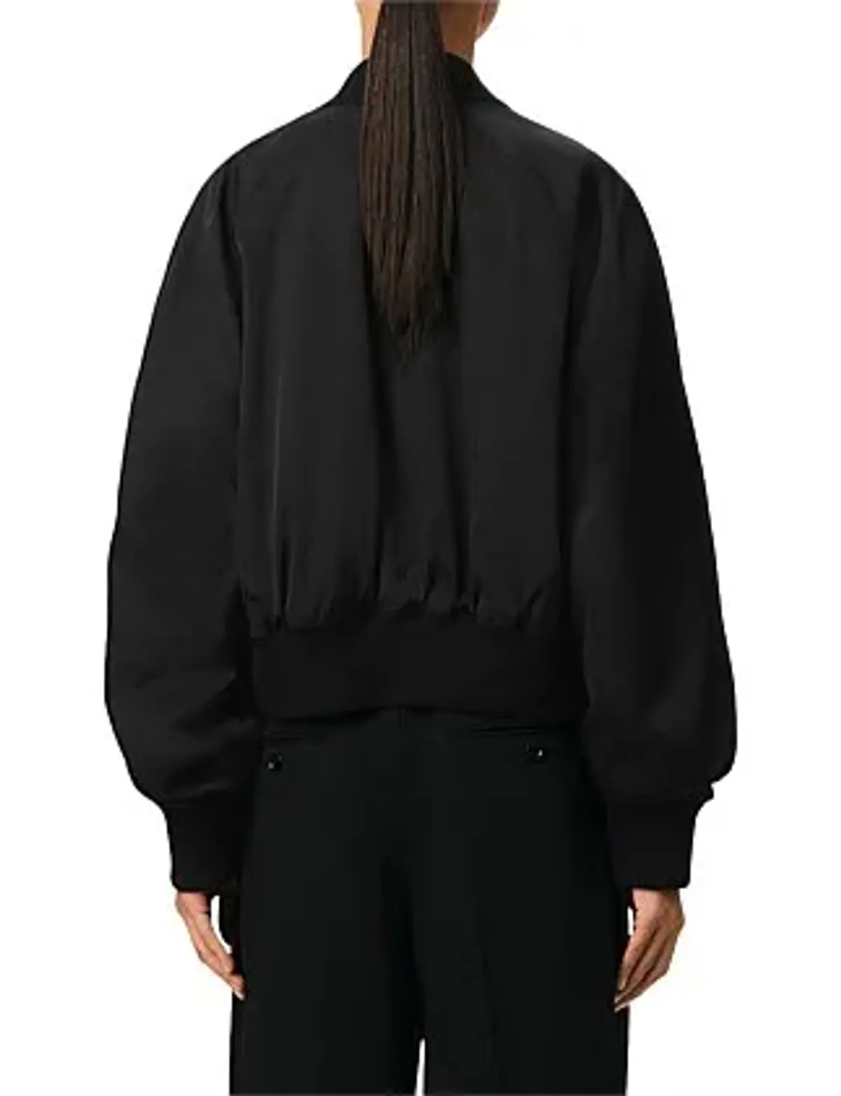AMI Loose Twill Bomber Jacket AMI Logo Black Size 8 - Image 4