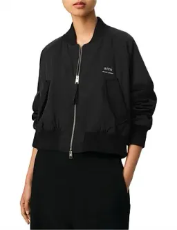 AMI Loose Twill Bomber Jacket AMI Logo Black Size 8 for rent on The Volte - image 3