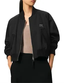 AMI Loose Twill Bomber Jacket AMI Logo Black Size 8 for rent on The Volte - image 1