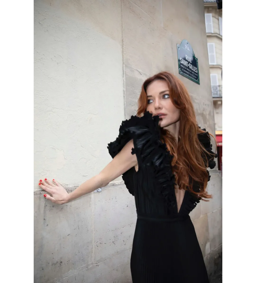 L'ldee Tuileries Split Gown in Noir Size 12 for rent on The Volte - main image