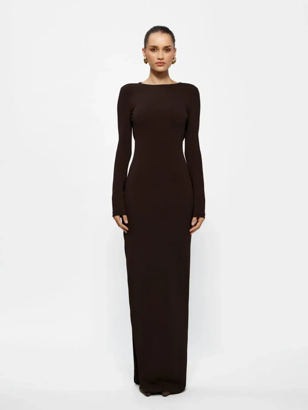 Effie Kats Indie Gown in Coffee Size 8 for rent on The Volte - main image