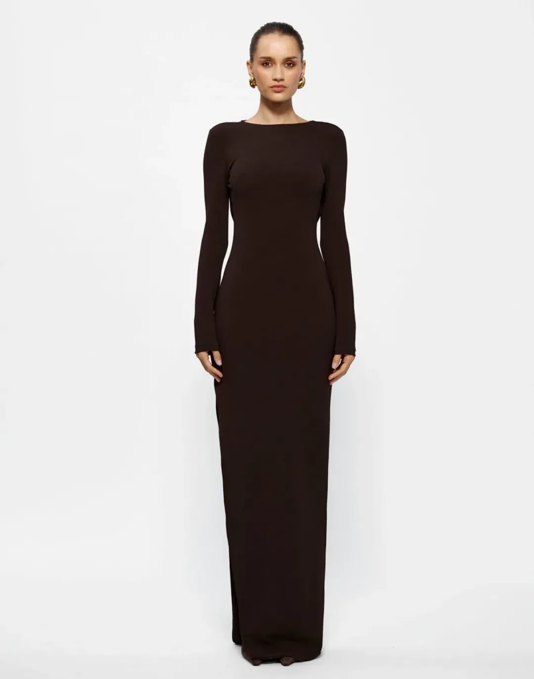 Effie Kats Indie Gown in Coffee Brown Size 8 for rent on The Volte - main image