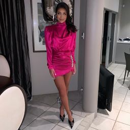 Alessandra Rich pink crystal embellished silk satin mink dress Pink Size 8 for rent on The Volte - image 1