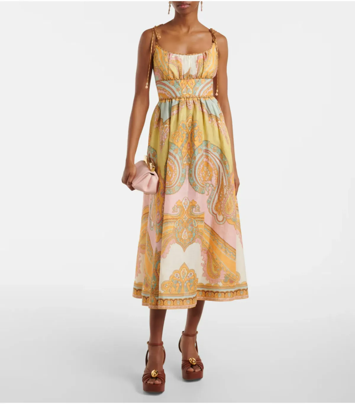 Zimmermann Maxine Picnic Midi Dress in Gold Paisley Size 0 / AU 8 - Image 1
