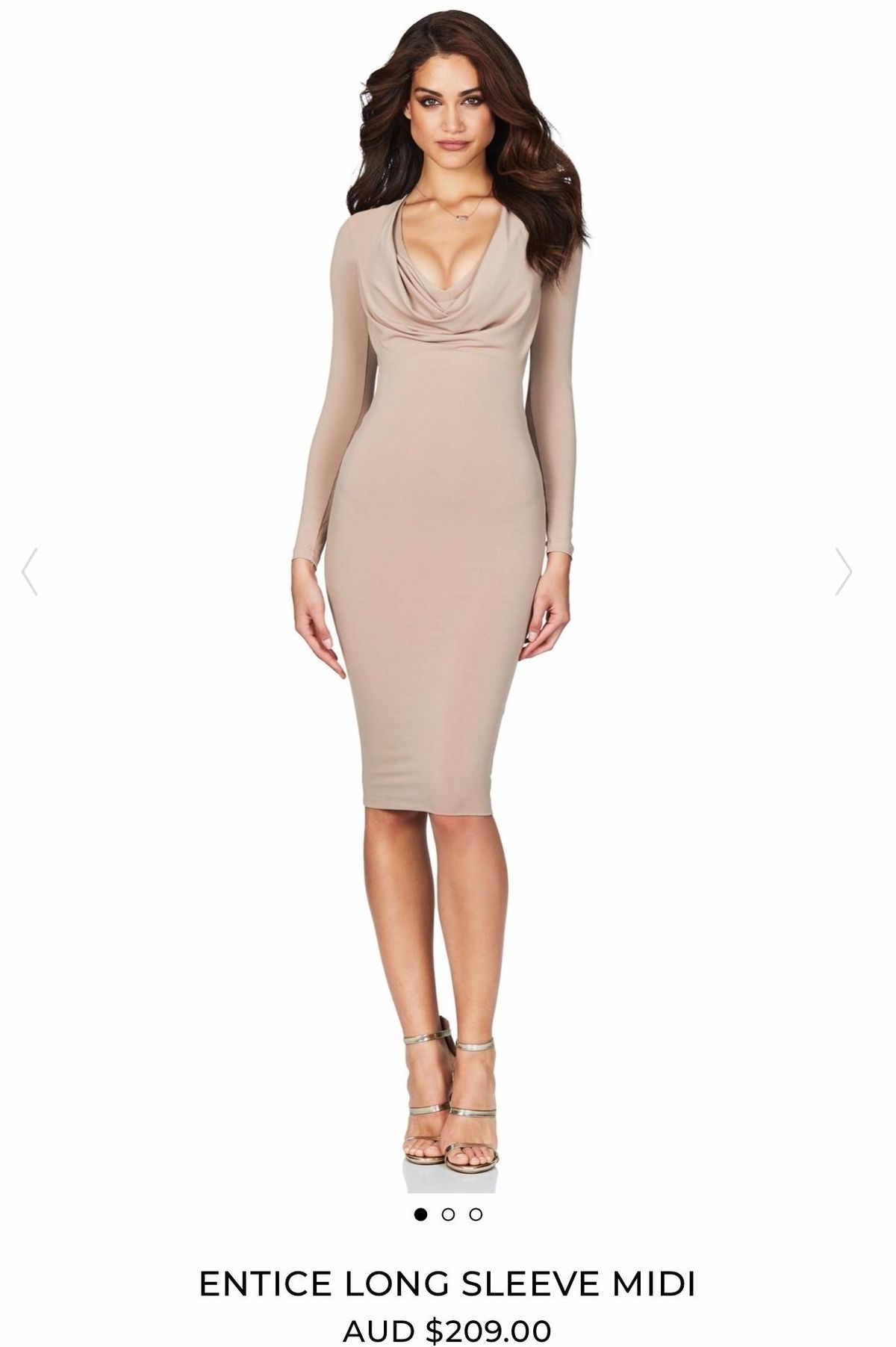 Nookie long sleeve drape midi Nude Size 6 - Image 1