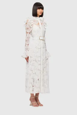 Leo Lin Leo Lin Aliyah Lace Butterfly Sleeve Midi Dress Snow Size AU 12 for rent on The Volte - image 3