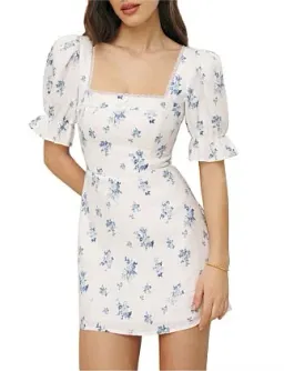 Reformation Eviana Puff Sleeve Mini Dress Size AU 6 for rent on The Volte - image 1