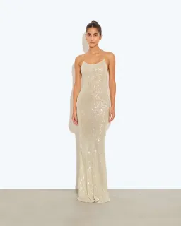 Rat and Boa Olympia Sequin Maxi Dress Gold Size XXS / Size AU 4 for rent on The Volte - image 1