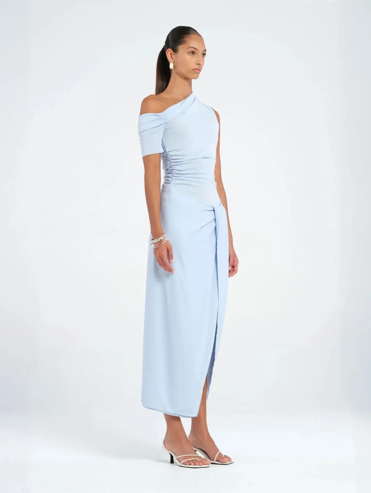 BENNI Cleo One Shoulder Maxi Dress Sky Size AU 8 - Image 2